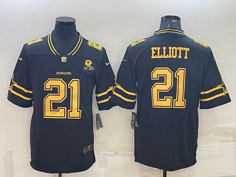 Men Dallas Cowboys 21 Elliott Black Gold 2022 Nike Limited Vapor Untouchable NFL Jersey